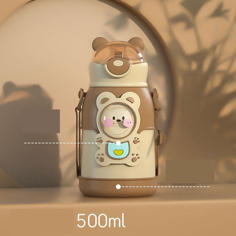 500ml Stainless Steel Thermal Water Bottle for Children Cute Cartoon Thermos Mug with Straw Leak-Proof Insulated Cup Drinkware Water Bottle for Girls Cute Water Bottles with Straw Portable Leakproof Bear Water Bottle with Adjustable Strap - Tree of Life