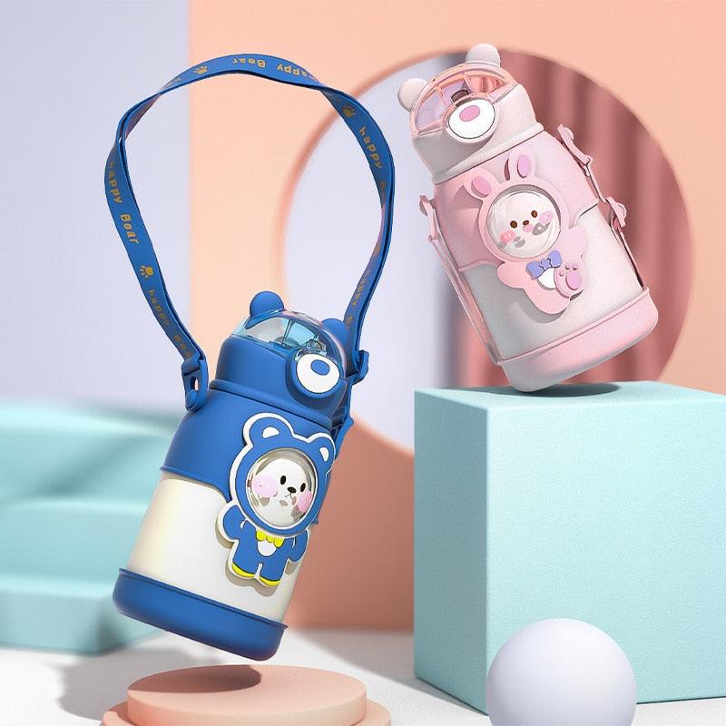 500ml Stainless Steel Thermal Water Bottle for Children Cute Cartoon Thermos Mug with Straw Leak-Proof Insulated Cup Drinkware Water Bottle for Girls Cute Water Bottles with Straw Portable Leakproof Bear Water Bottle with Adjustable Strap - Tree of Life