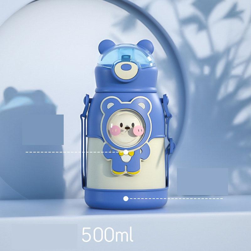 500ml Stainless Steel Thermal Water Bottle for Children Cute Cartoon Thermos Mug with Straw Leak-Proof Insulated Cup Drinkware Water Bottle for Girls Cute Water Bottles with Straw Portable Leakproof Bear Water Bottle with Adjustable Strap - Tree of Life
