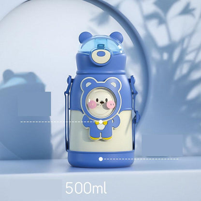 500ml Stainless Steel Thermal Water Bottle for Children Cute Cartoon Thermos Mug with Straw Leak-Proof Insulated Cup Drinkware Water Bottle for Girls Cute Water Bottles with Straw Portable Leakproof Bear Water Bottle with Adjustable Strap - Tree of Life