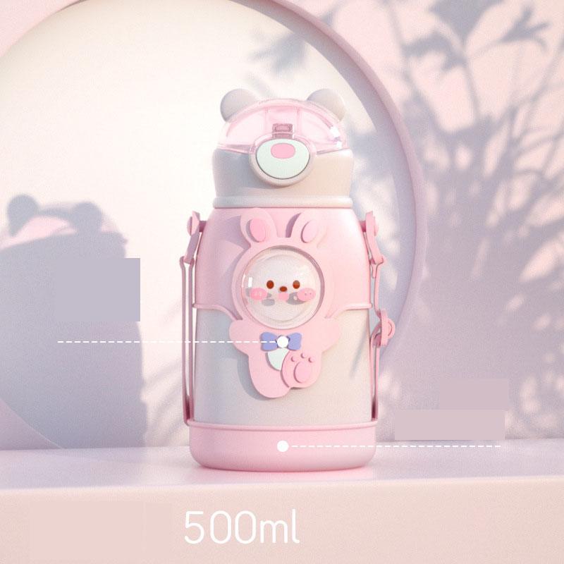 500ml Stainless Steel Thermal Water Bottle for Children Cute Cartoon Thermos Mug with Straw Leak-Proof Insulated Cup Drinkware Water Bottle for Girls Cute Water Bottles with Straw Portable Leakproof Bear Water Bottle with Adjustable Strap - Tree of Life