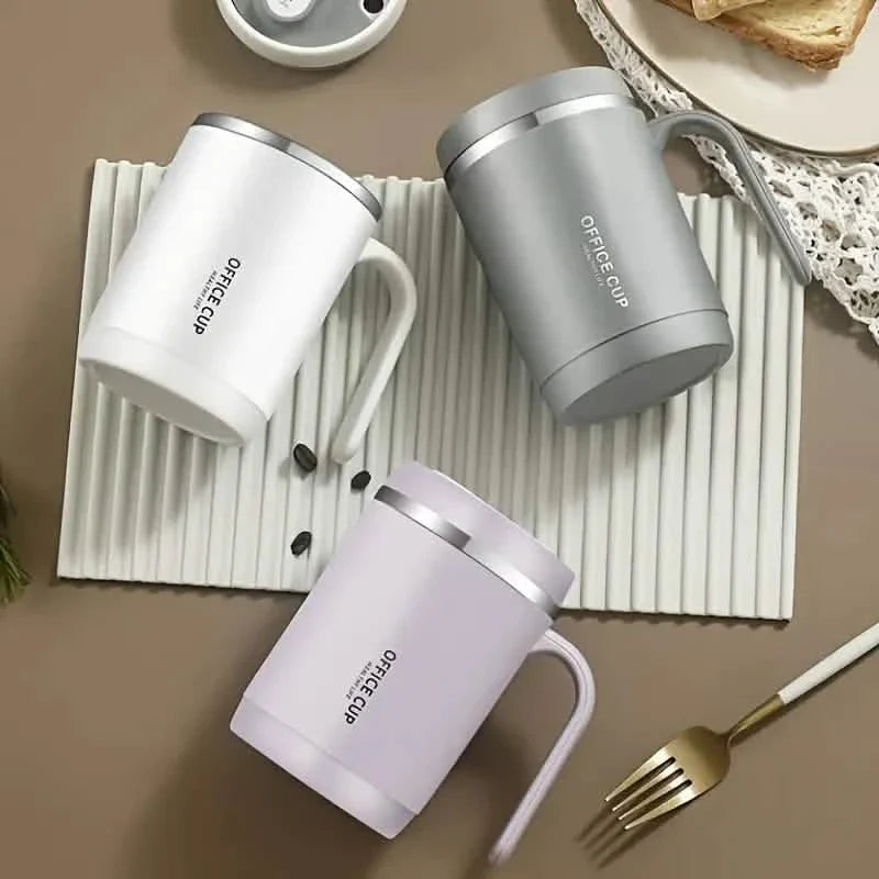 500ml Water Cup with Cover Sealing Silicone Ring Double-layer Leak-proof Drink Water Handle Stainless Coffee Insulated Cup - Tree of Life