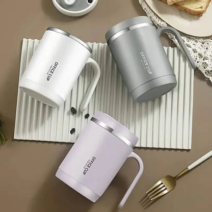 500ml Water Cup with Cover Sealing Silicone Ring Double-layer Leak-proof Drink Water Handle Stainless Coffee Insulated Cup - Tree of Life