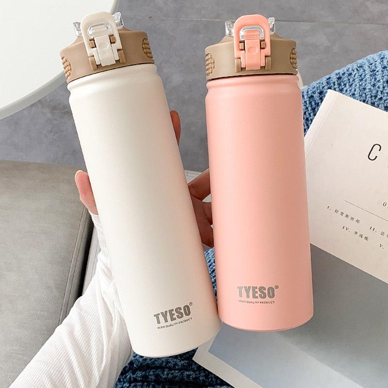 530ml/750ml Thermos Mug with Straw Stainless Steel Thermal Insulation Straight Cup Thermal Water Bottle Thermos Water Bottle - Tree of Life