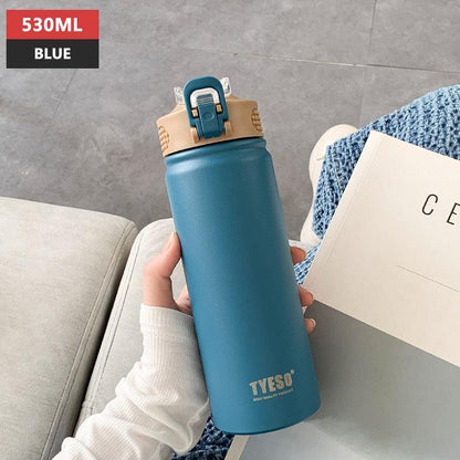 530ml/750ml Thermos Mug with Straw Stainless Steel Thermal Insulation Straight Cup Thermal Water Bottle Thermos Water Bottle - Tree of Life