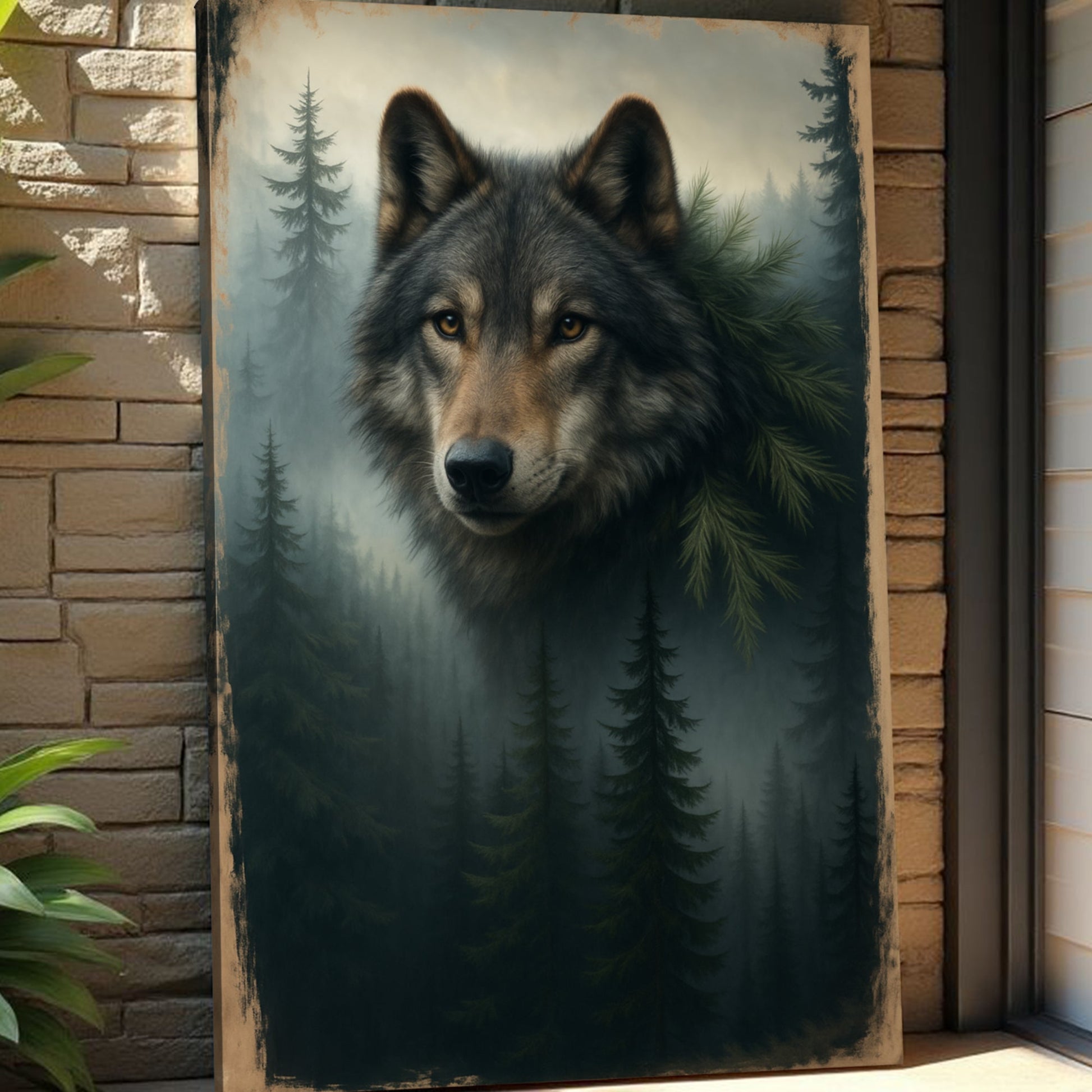 Wolf Double Exposure Wall Art V - Tree of Life