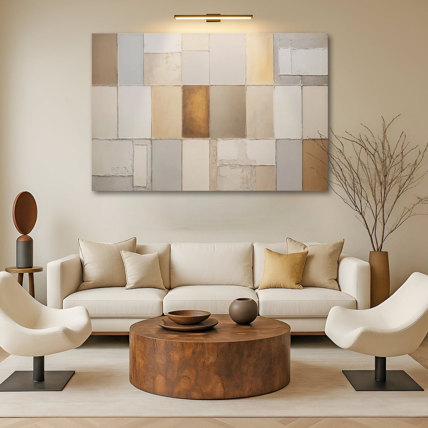 Earth Tones Patchwork Geometric Wall Art - Tree of Life