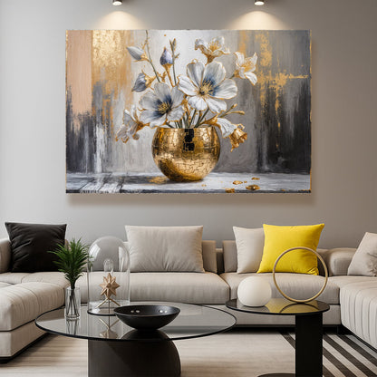 Magnolia Bloom in Gold Abstract Wall Art - Tree of Life