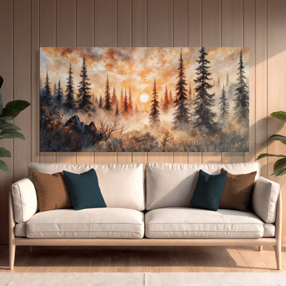 Rustic Forest Sunset Wall Art - Tree of Life