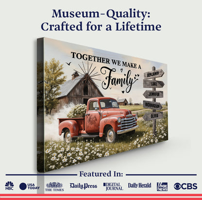 Personalized Family Farmhouse Old Truck Wall Art - Tree of Life