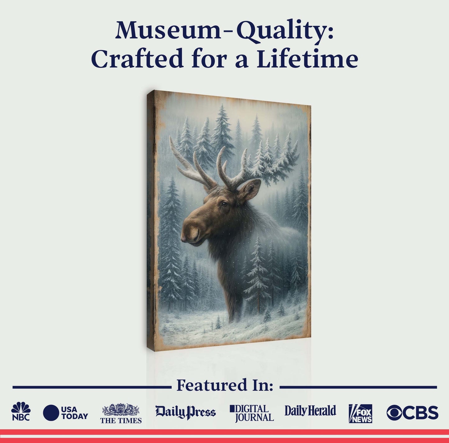 Snowy Forest Moose Double Exposure Wall Art - Tree of Life