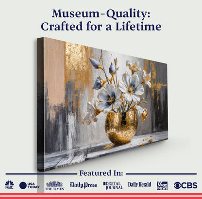 Magnolia Bloom in Gold Abstract Wall Art - Tree of Life