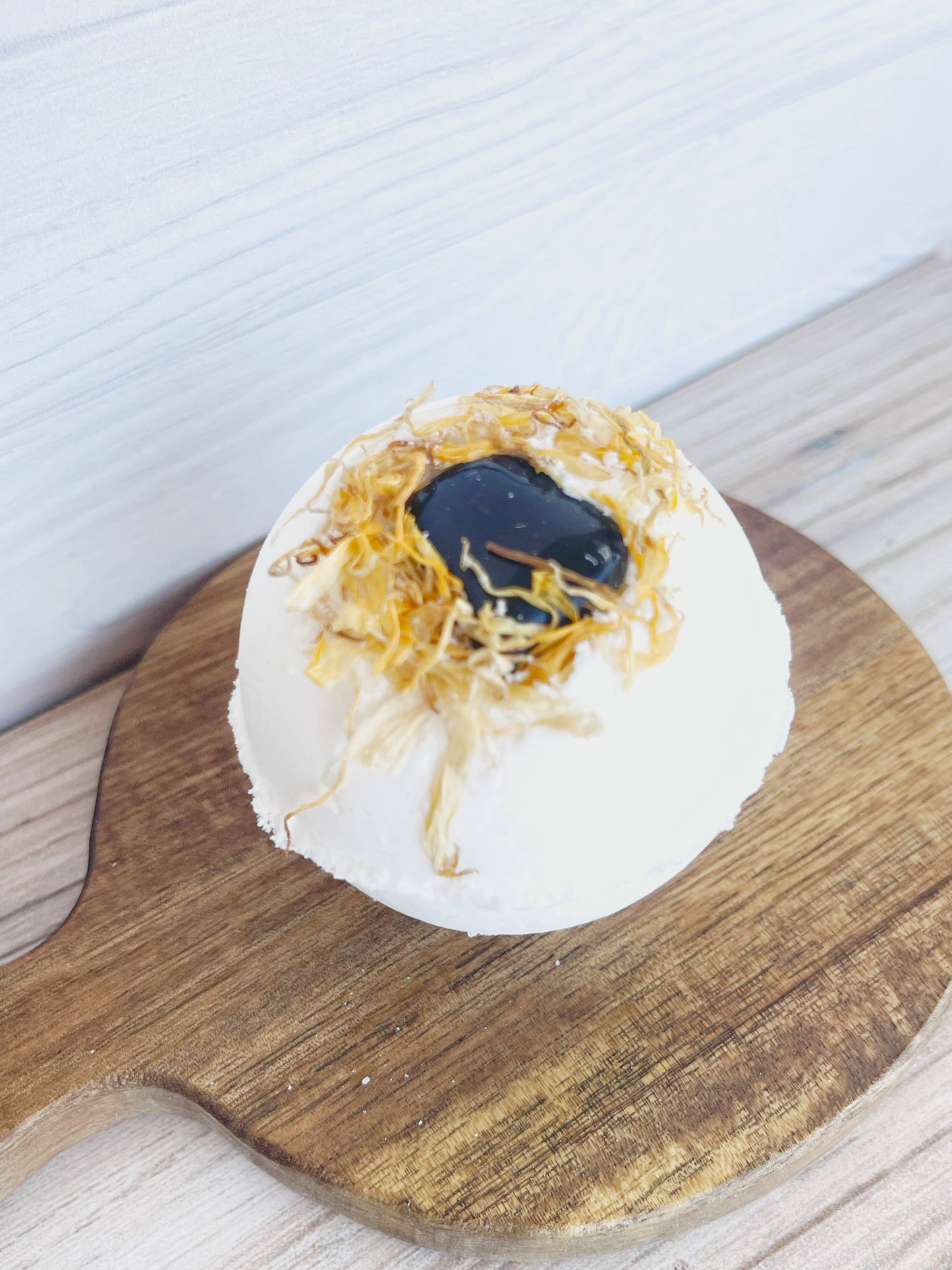 Smoky Quartz Bath Bomb with Dried Calendula Flowers - Tree of Life