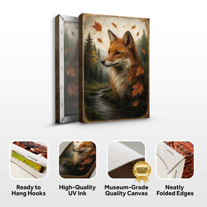 Autumn Fox Double Exposure Wall Art - Tree of Life