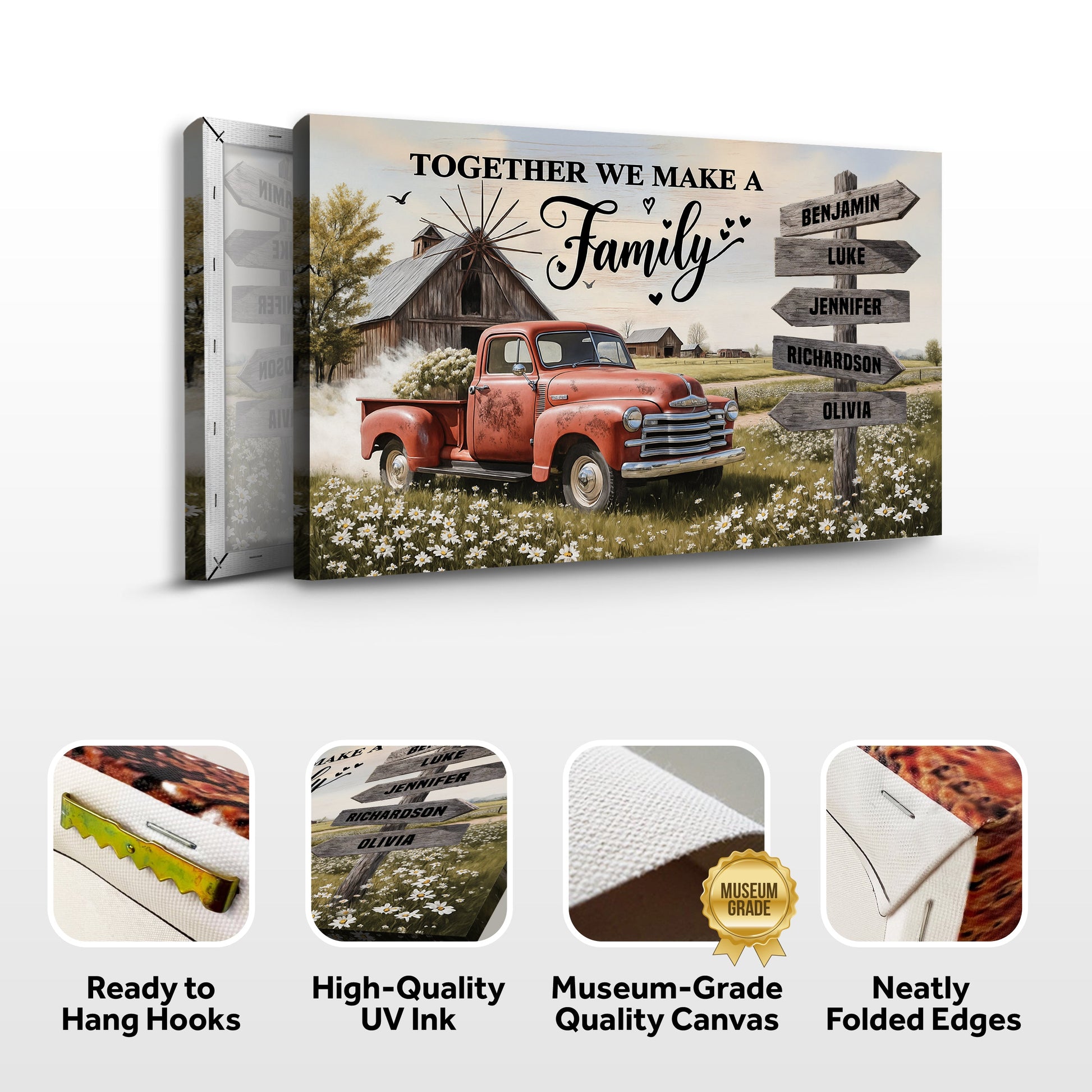 Personalized Family Farmhouse Old Truck Wall Art - Tree of Life
