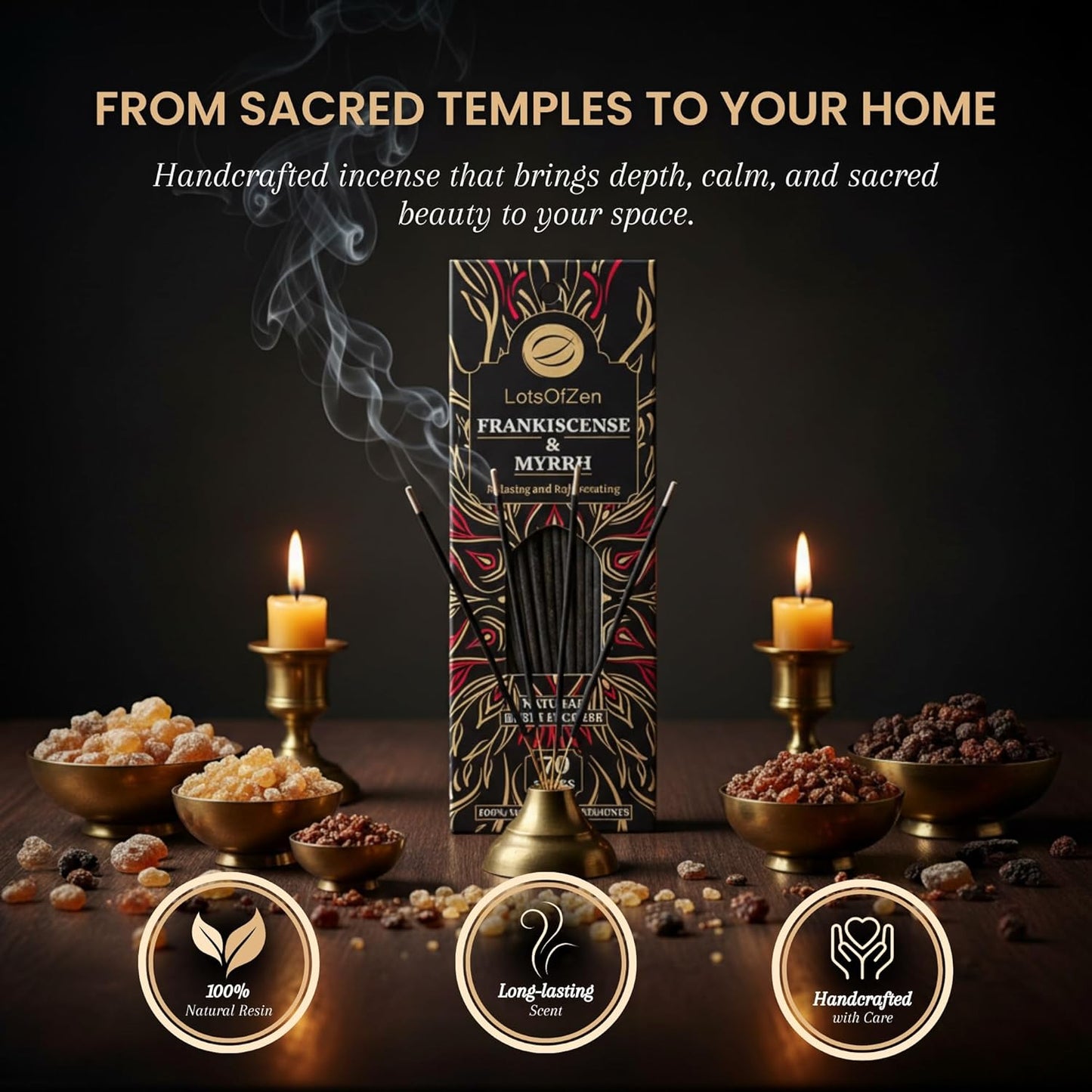 Frankincense and Myrrh Incense Sticks (70 Pack) - Tree of Life