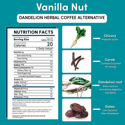 Dandelion Vanilla Nut Herbal Coffee - Tree of Life