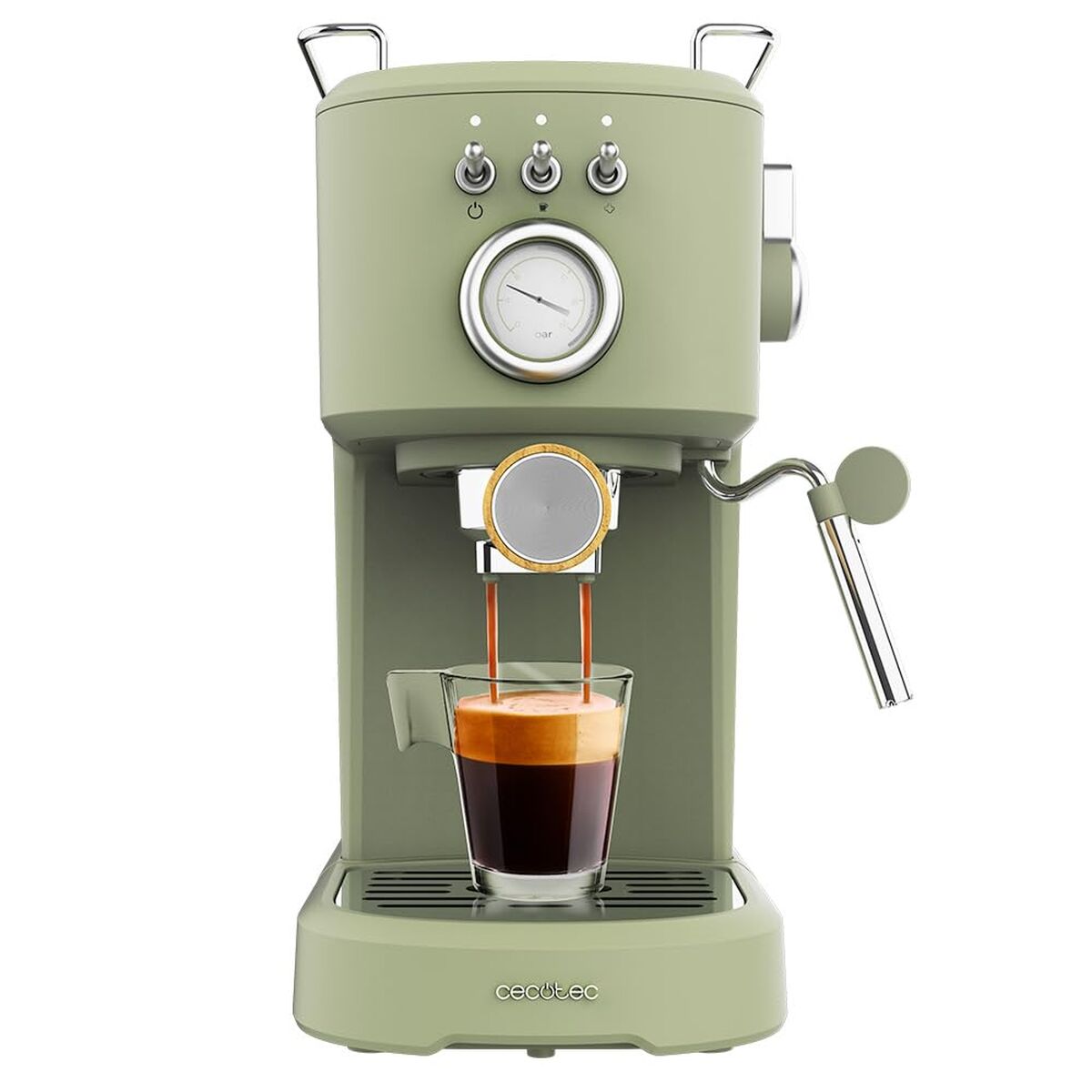 Express Coffee Machine Cecotec Power Espresso 20 Retro 1100 W 20 bar 1,25 L Green-0