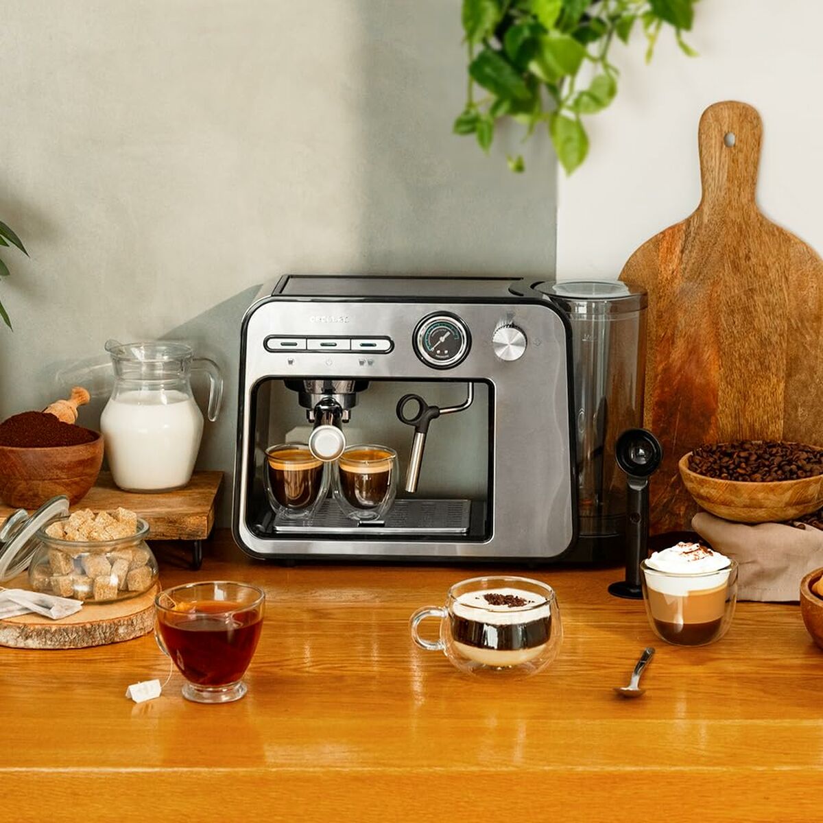 Express Coffee Machine Cecotec Power Espresso 20 Square Pro 1450 W 1 L Grey-2