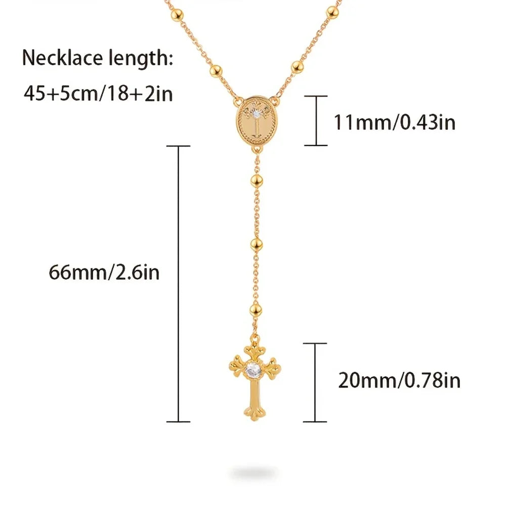 Italian 925 Sterling Silver or 18K Gold Plated Rosary Bead Cross Necklace Chain for Women men - Tree of Life