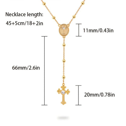 Italian 925 Sterling Silver or 18K Gold Plated Rosary Bead Cross Necklace Chain for Women men - Tree of Life