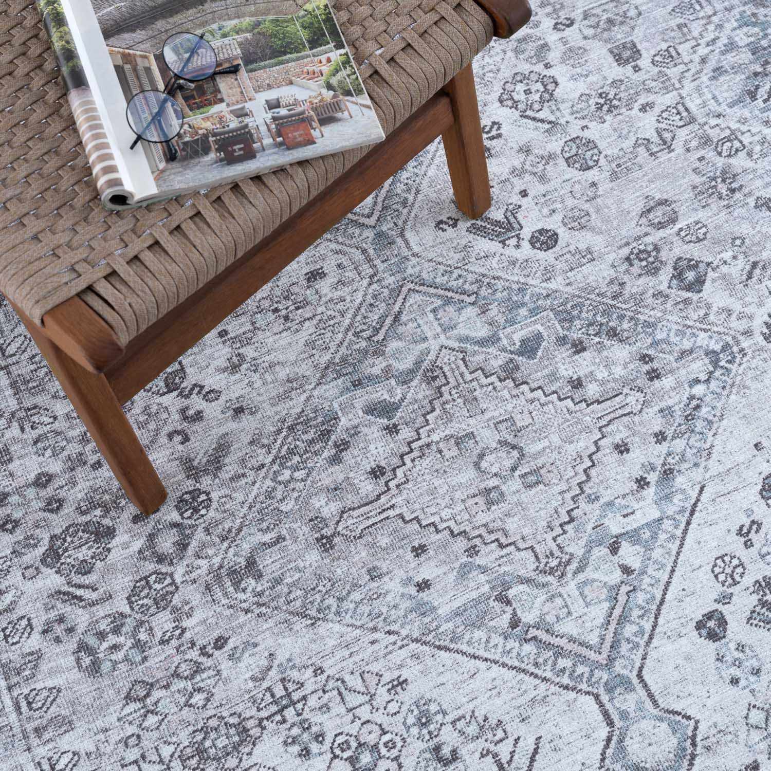 Barny Gray Denim Washable Rug - Clearance - Tree of Life