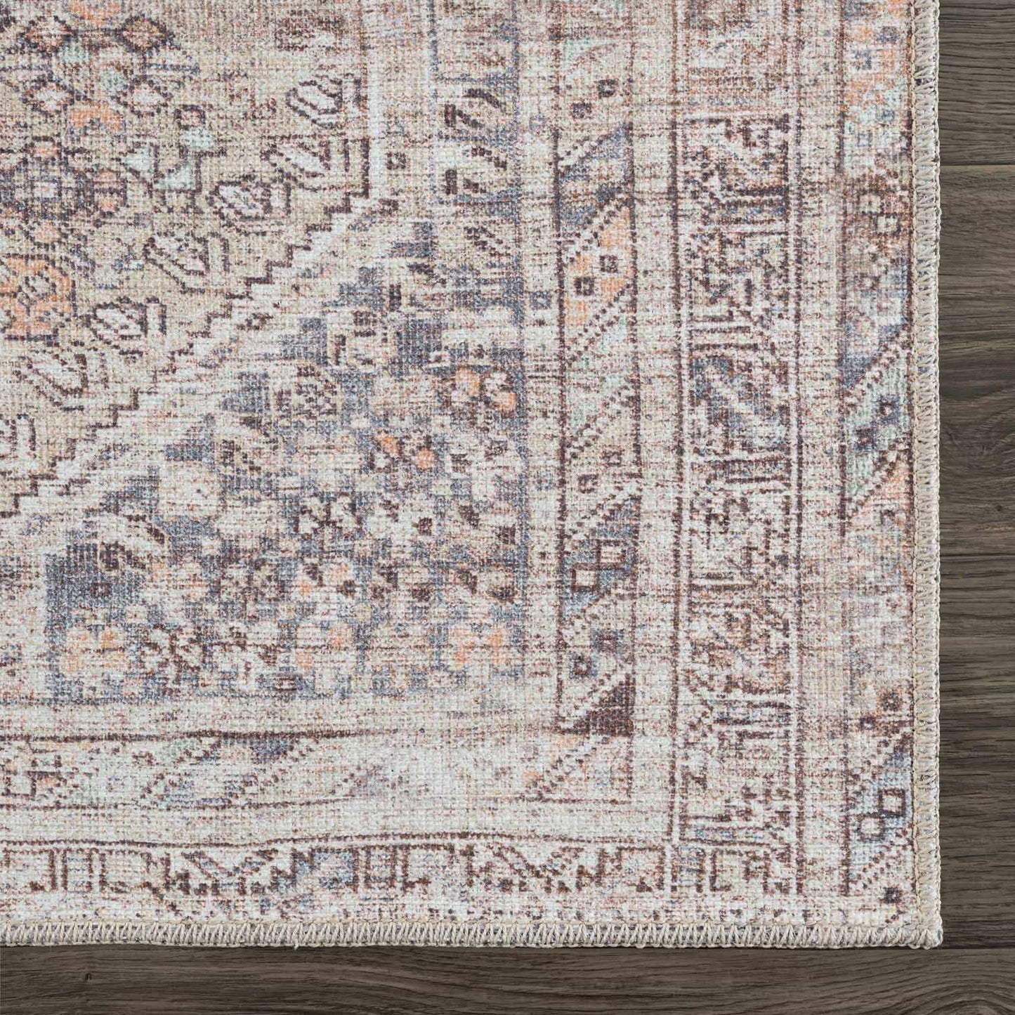 Barny Tan Washable Area Rug - Tree of Life