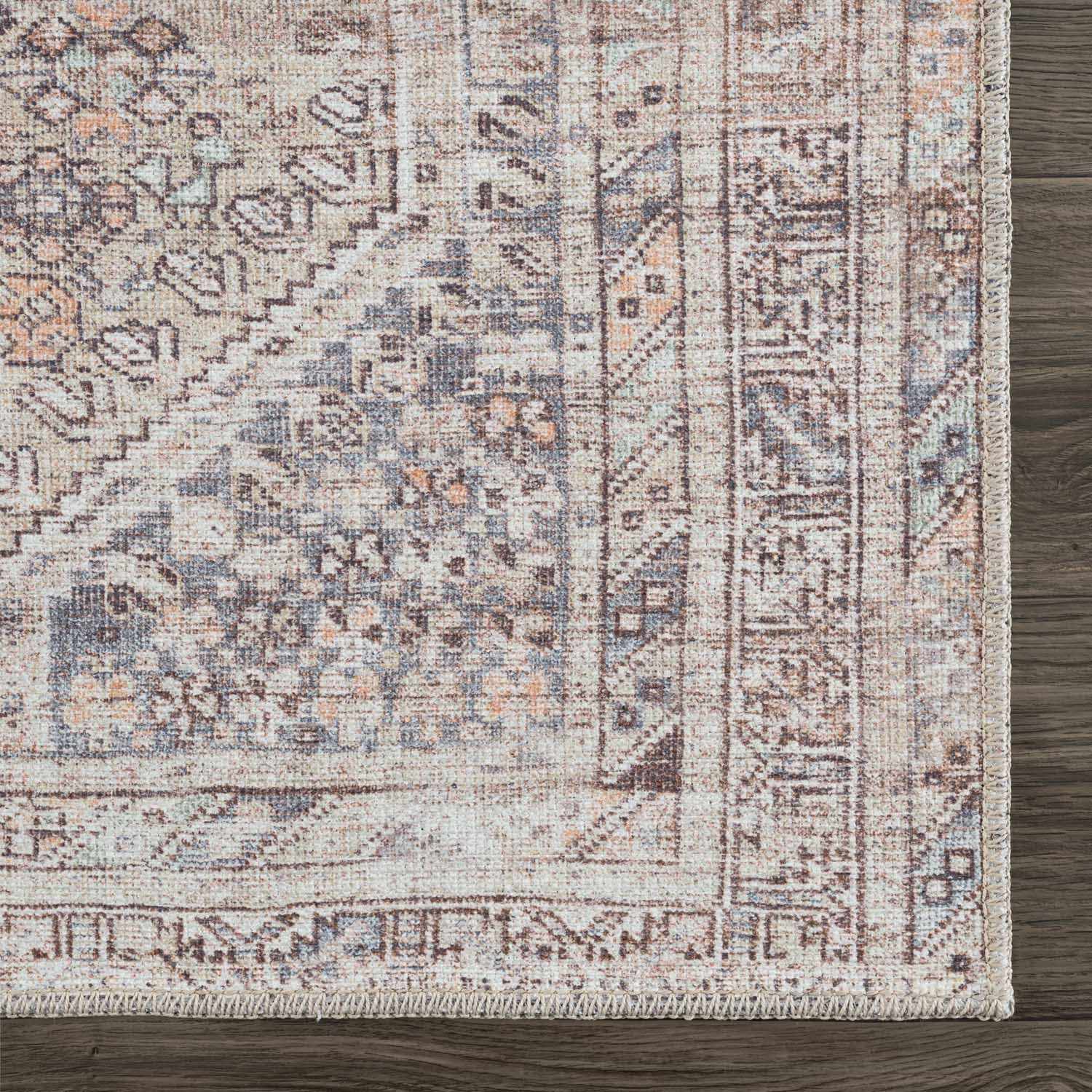 Barny Tan Washable Area Rug - Tree of Life
