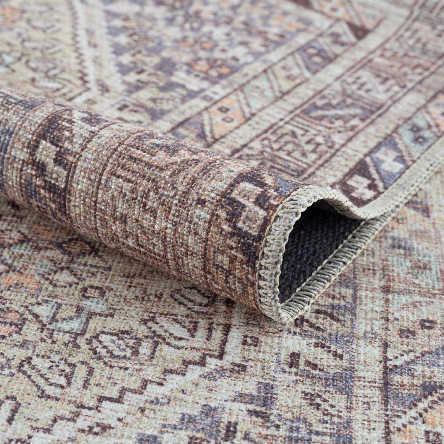 Barny Tan Washable Area Rug - Tree of Life