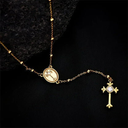 Italian 925 Sterling Silver or 18K Gold Plated Rosary Bead Cross Necklace Chain for Women men - Tree of Life