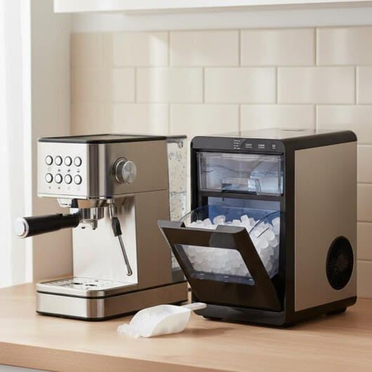 Premium Ice and Coffee Duo CNN-Acclaimed Nugget Ice Maker and 20-Bar Stainless Espresso Machine-0