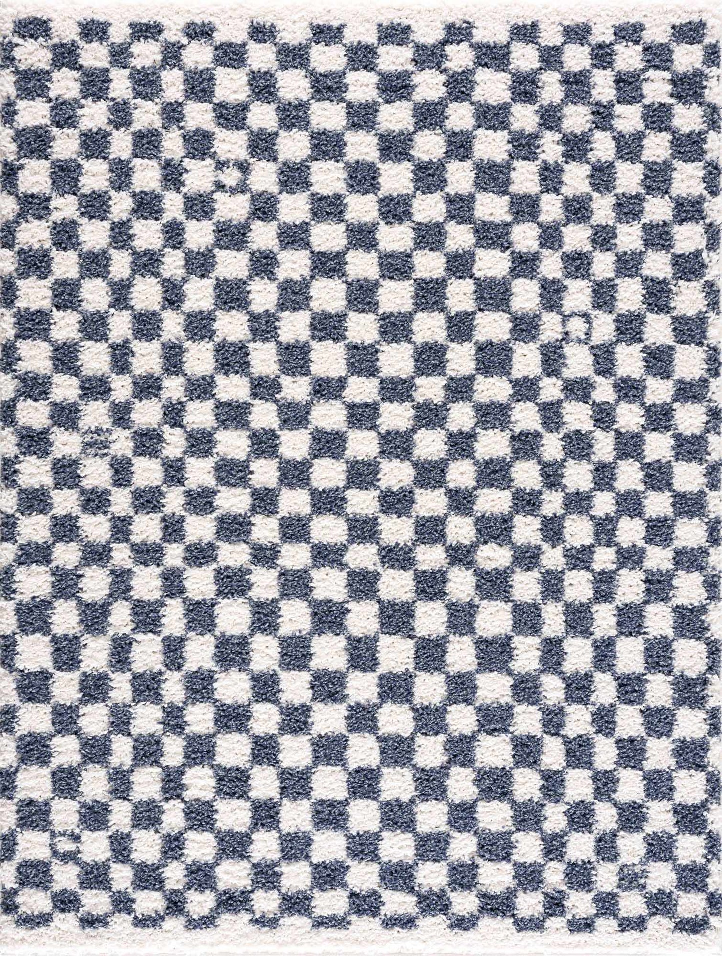 Kieu Blue & White Checkered Area Rug - Tree of Life