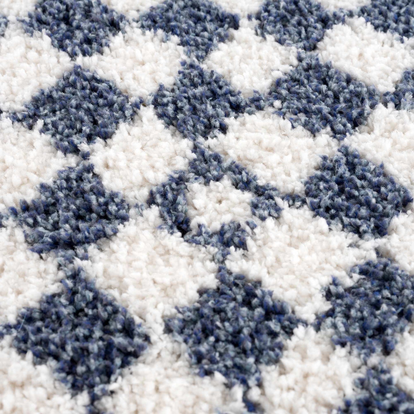 Kieu Blue & White Checkered Area Rug - Tree of Life
