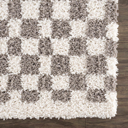 Kieu Taupe Checkered Plush Rug - Tree of Life