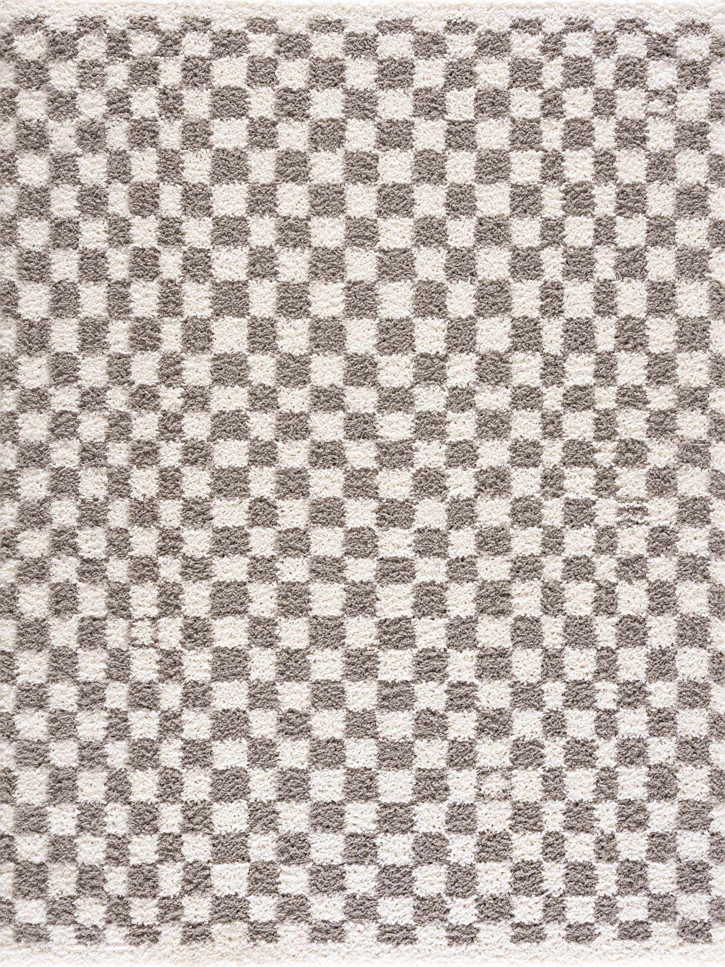 Kieu Taupe Checkered Plush Rug - Tree of Life