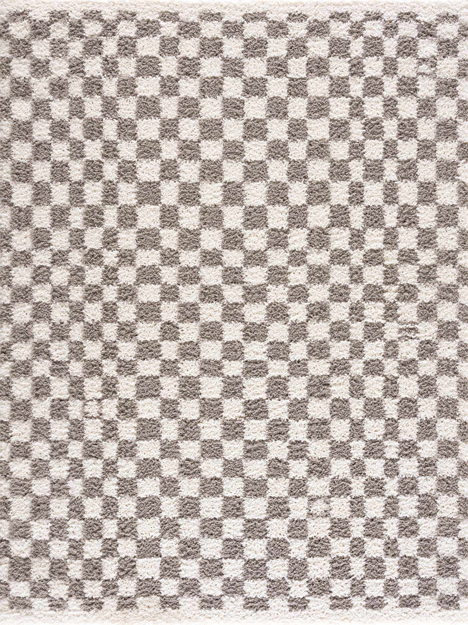 Kieu Taupe Checkered Plush Rug - Tree of Life