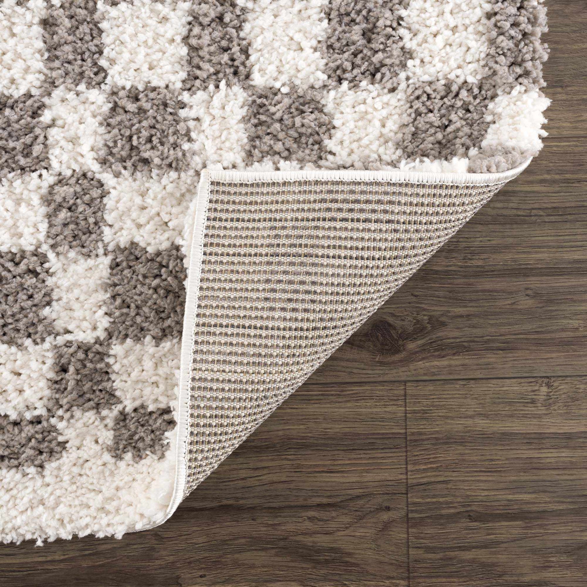 Kieu Taupe Checkered Plush Rug - Tree of Life
