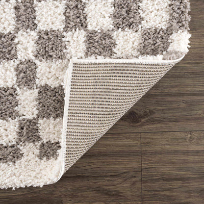 Kieu Taupe Checkered Plush Rug - Tree of Life