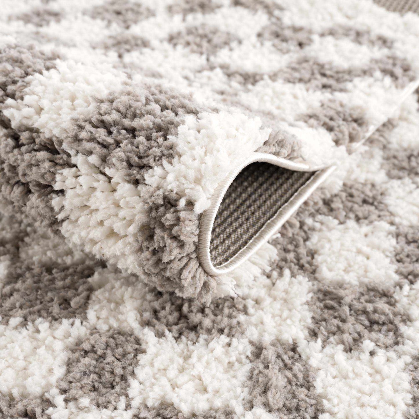 Kieu Taupe Checkered Plush Rug - Tree of Life