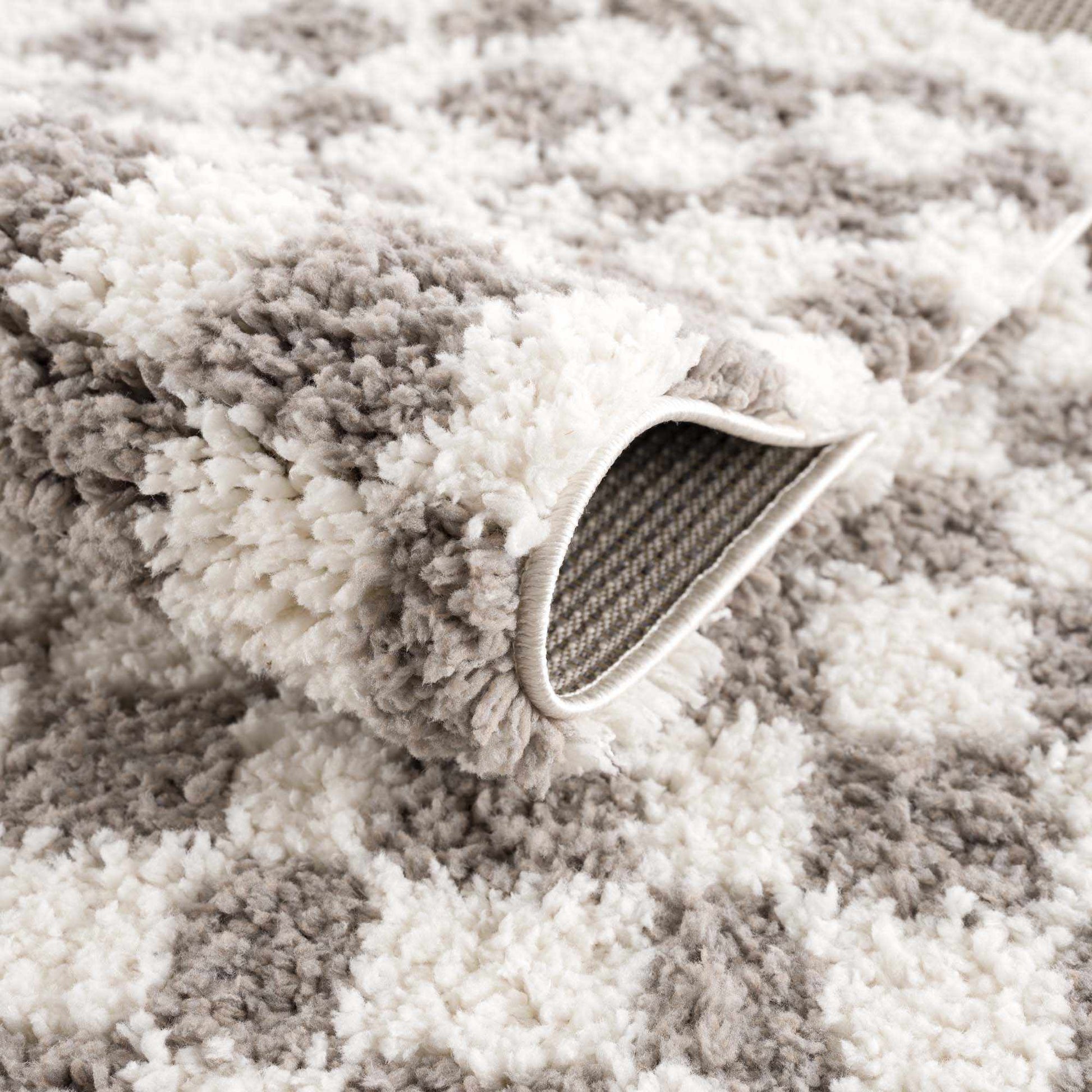 Kieu Taupe Checkered Plush Rug - Tree of Life