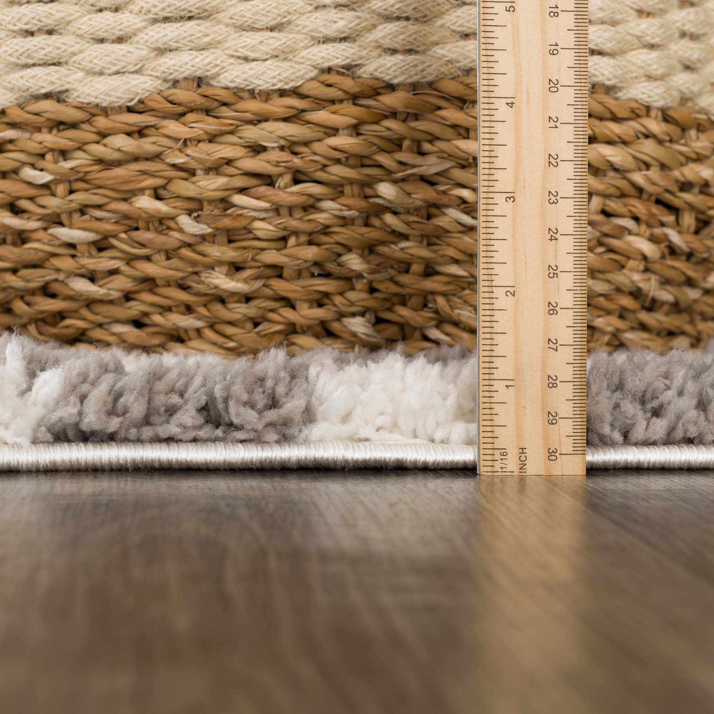 Kieu Taupe Checkered Plush Rug - Tree of Life