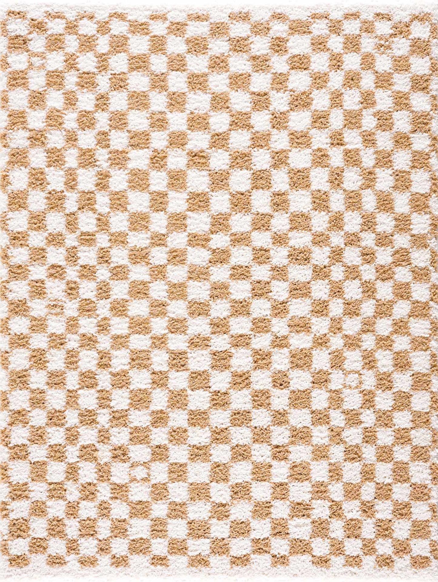 Kieu Mustard & Ivory Checkered Area Rug - Tree of Life