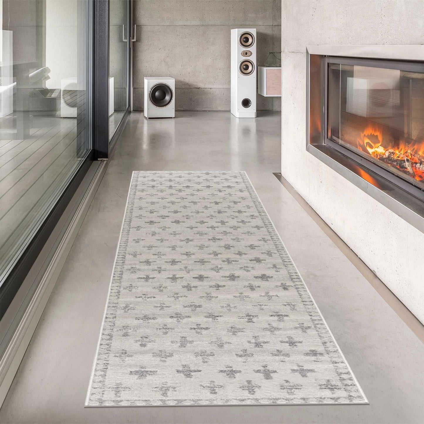 Tigris Swiss Cross Ivory&Gray Area Rug - Clearance - Tree of Life