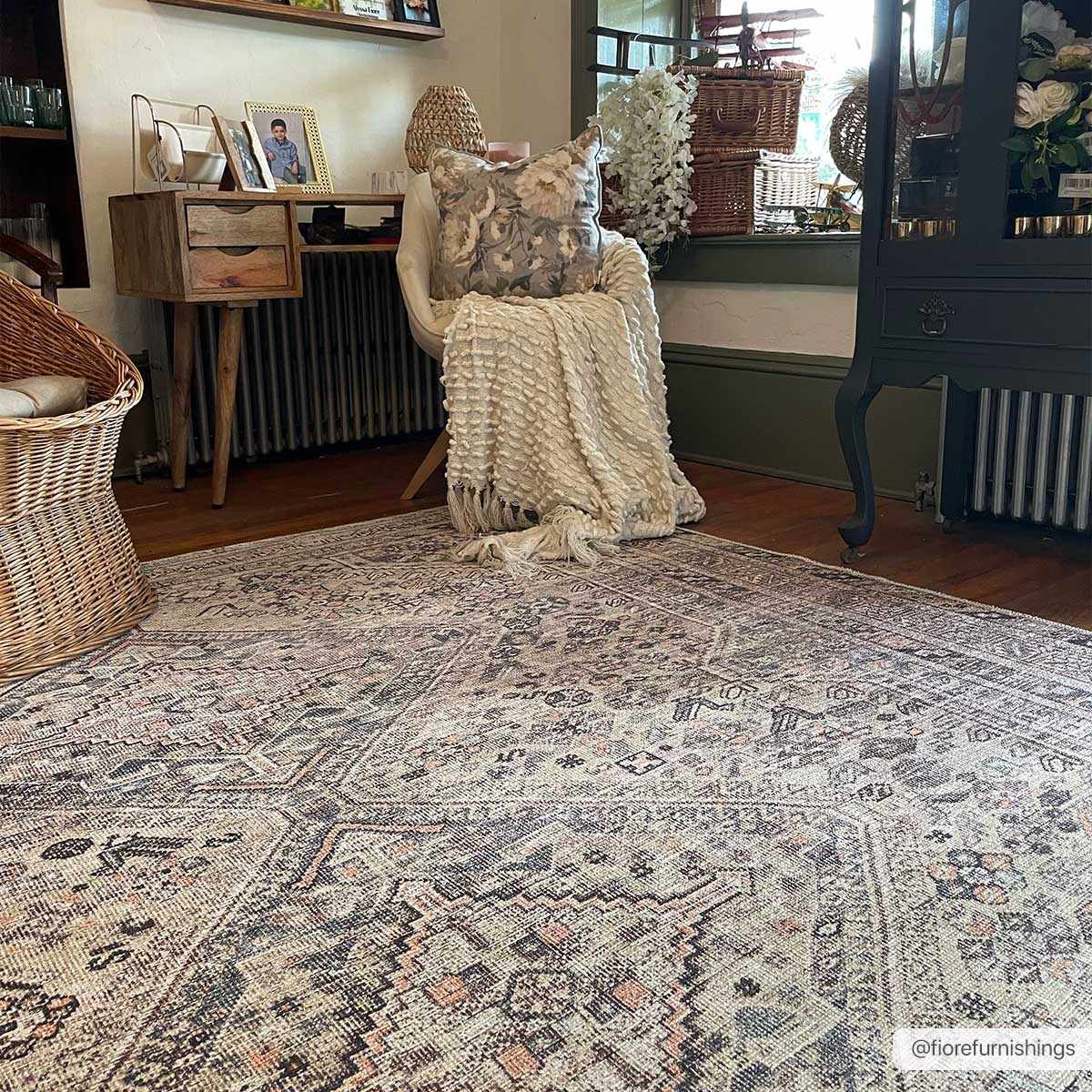 Barny Tan Washable Area Rug - Tree of Life