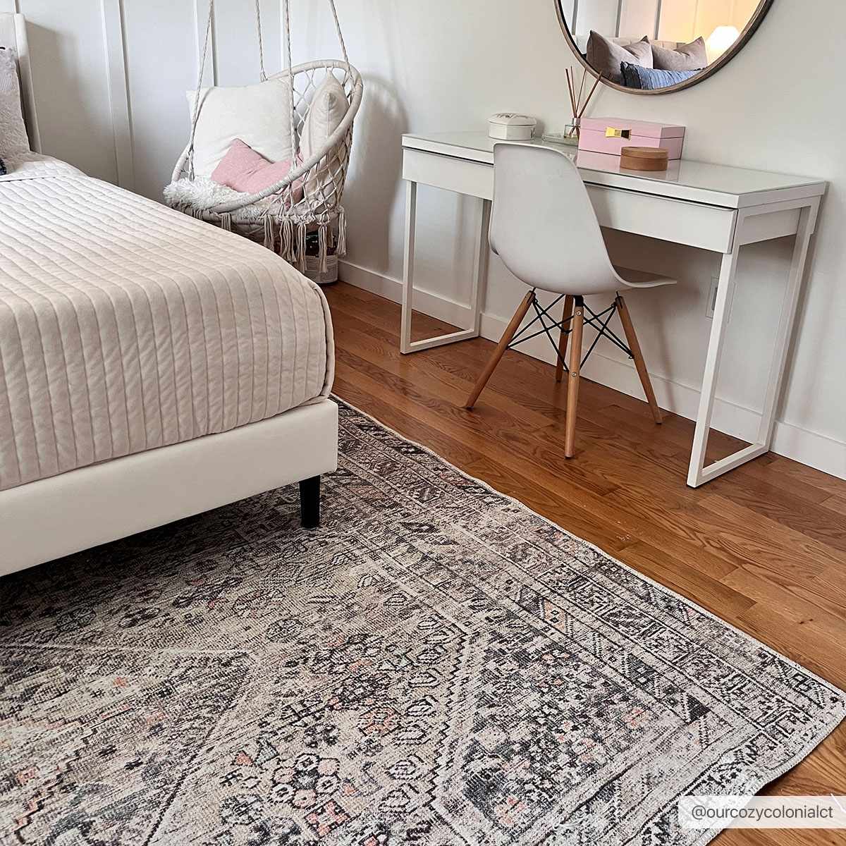 Barny Tan Washable Area Rug - Tree of Life