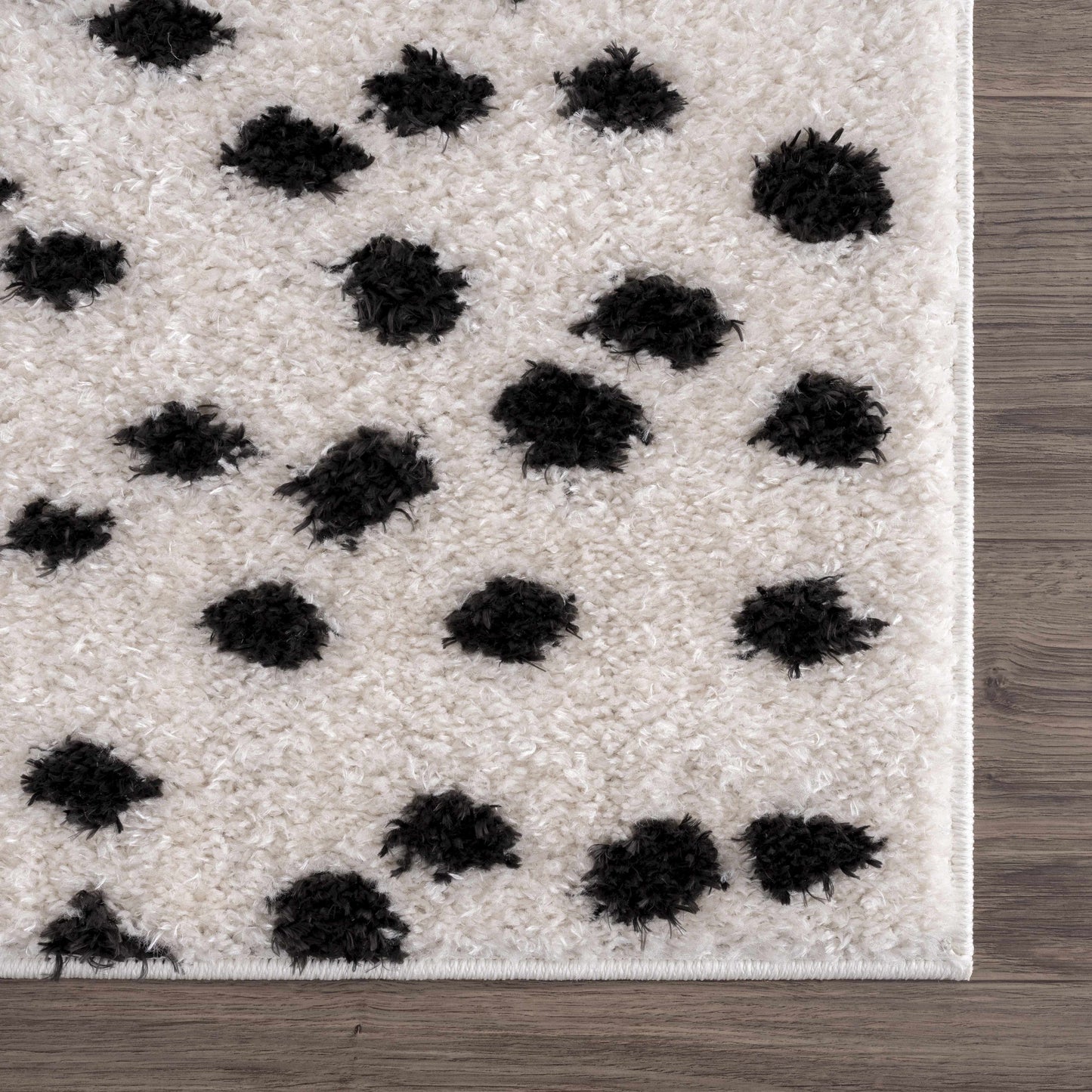 Cansu Black & White Dotted Area Rug - Tree of Life