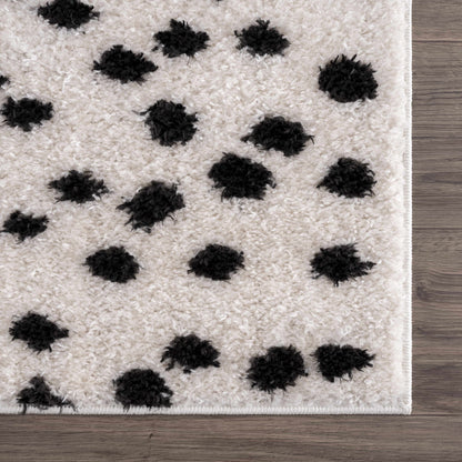 Cansu Black & White Dotted Area Rug - Tree of Life
