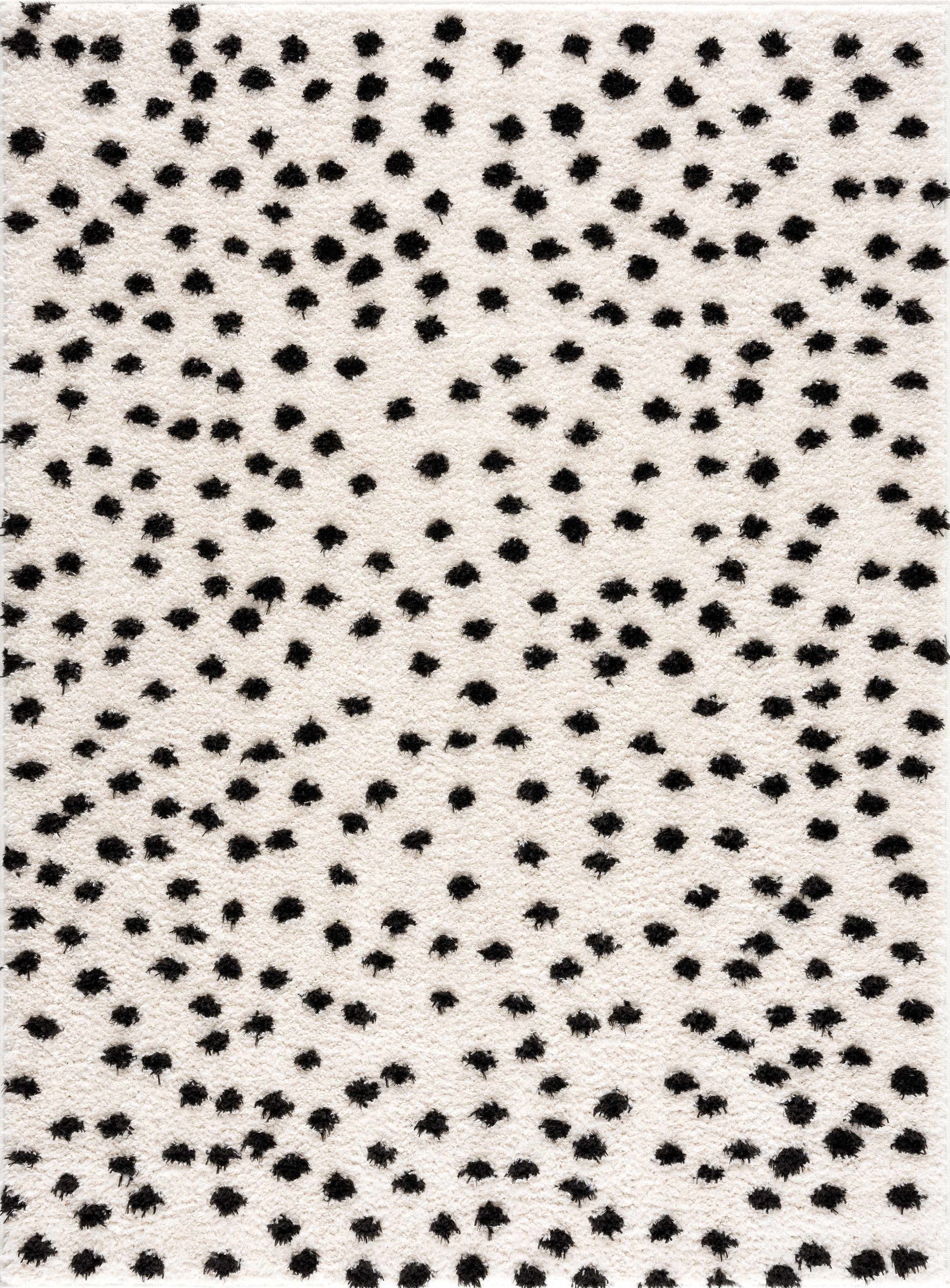 Cansu Black & White Dotted Area Rug - Tree of Life