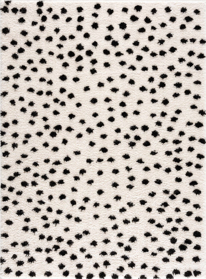 Cansu Black & White Dotted Area Rug - Tree of Life