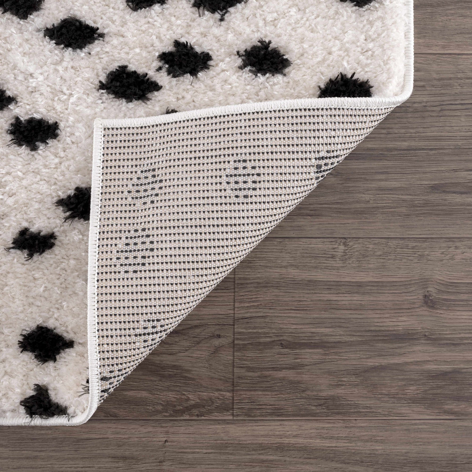 Cansu Black & White Dotted Area Rug - Tree of Life